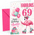 Auntie 69th Birthday Card Flamingo on Roller Skates & Balloons