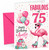 Auntie 75th Birthday Card Fabulous Flamingo on Roller Skates
