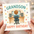 Grandson Birthday Card - Gamer Computer Desk Illustration with Stars - Happy Birthday Grandson Card for Boys, Cute Gaming Theme
