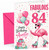 Auntie 84th Birthday Card Flamingo on Roller Skates & Balloons