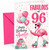 Auntie 96th Birthday Card Flamingo on Roller Skates & Balloons