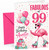 Auntie 99th Birthday Card Flamingo on Roller Skates & Balloons