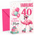 Mum 40th Birthday Card Flamingo on Roller Skates & Balloons