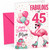 Mum 45th Birthday Card Flamingo on Roller Skates & Balloons