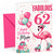 Mum 62nd Birthday Card Fabulous Flamingo on Roller Skates