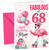 Mum 68th Birthday Card Flamingo on Roller Skates & Balloons