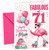Mum 71st Birthday Card Flamingo on Roller Skates & Balloons