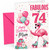 Mum 74th Birthday Card Fabulous Flamingo on Roller Skates