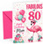 Mum 80th Birthday Card Fabulous Flamingo on Roller Skates