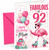 Mum 92nd Birthday Card Flamingo on Roller Skates & Balloons