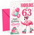 Nanny 63rd Birthday Card Flamingo on Roller Skates & Balloons