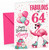 Nanny 64th Birthday Card Flamingo on Roller Skates & Balloons