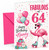 Nanny 64th Birthday Card Flamingo on Roller Skates & Balloons