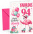 Nanny 94th Birthday Card Flamingo on Roller Skates & Balloons
