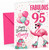 Nanny 95th Birthday Card Flamingo on Roller Skates & Balloons