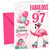 Nanny 97th Birthday Card Flamingo on Roller Skates & Balloons
