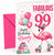 Nanny 99th Birthday Card Flamingo on Roller Skates & Balloons