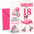 Cousin 18th Birthday Card Flamingo on Roller Skates & Balloons