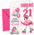 Cousin 21st Birthday Card Fabulous Flamingo on Roller Skates