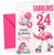 Cousin 24th Birthday Card Flamingo on Roller Skates & Balloons