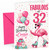 Cousin 32nd Birthday Card Fabulous Flamingo on Roller Skates