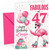 Cousin 47th Birthday Card Flamingo on Roller Skates & Balloons