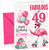 Cousin 49th Birthday Card Flamingo on Roller Skates & Balloons