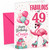 Cousin 49th Birthday Card Flamingo on Roller Skates & Balloons