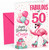 Cousin 50th Birthday Card Fabulous Flamingo on Roller Skates
