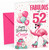 Cousin 52nd Birthday Card Flamingo on Roller Skates & Balloons
