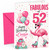 Cousin 52nd Birthday Card Flamingo on Roller Skates & Balloons