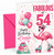 Cousin 54th Birthday Card Flamingo on Roller Skates & Balloons