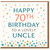 70th Birthday Card for Uncle - Happy 70th Birthday to a Lovely Uncle - Confetti and Stars Design in Teal and Gold