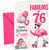 Cousin 76th Birthday Card Fabulous Flamingo on Roller Skates