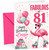 Cousin 81st Birthday Card Fabulous Flamingo on Roller Skates