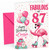 Cousin 87th Birthday Card Flamingo on Roller Skates & Balloons