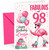 Cousin 98th Birthday Card Fabulous Flamingo on Roller Skates