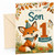 Son 1st Birthday Card Cute Fox in Party Hat & Autumn Leaves