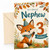 Nephew 3rd Birthday Card Cute Fox in Party Hat Woodland
