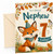 Nephew 7th Birthday Card Cute Fox in Party Hat Woodland