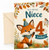 Niece 4th Birthday Card Cute Fox in Party Hat Woodland