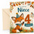 Niece 4th Birthday Card Cute Fox in Party Hat Woodland