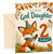 God Daughter 2nd Birthday Card Fox in Party Hat & Autumn Leaves