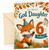 God Daughter 6th Birthday Card Fox in Party Hat Autumn Leaves