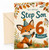 Step Son 6th Birthday Card Cute Fox in Party Hat and Leaves
