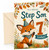 Step Son 7th Birthday Card Cute Fox in Party Hat and Leaves