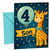 Son 4th Birthday Card with Cute Giraffe and Balloon Stars