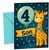 Son 4th Birthday Card with Cute Giraffe and Balloon Stars