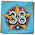 38th Birthday Card, Star & Fireworks Design, 145mm x 145mm Square Greeting Card, Includes Kraft Envelope