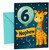 Nephew 6th Birthday Card Cute Giraffe and Number 6 Balloon